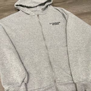 Gray Hooded Zip-Up Hoodie